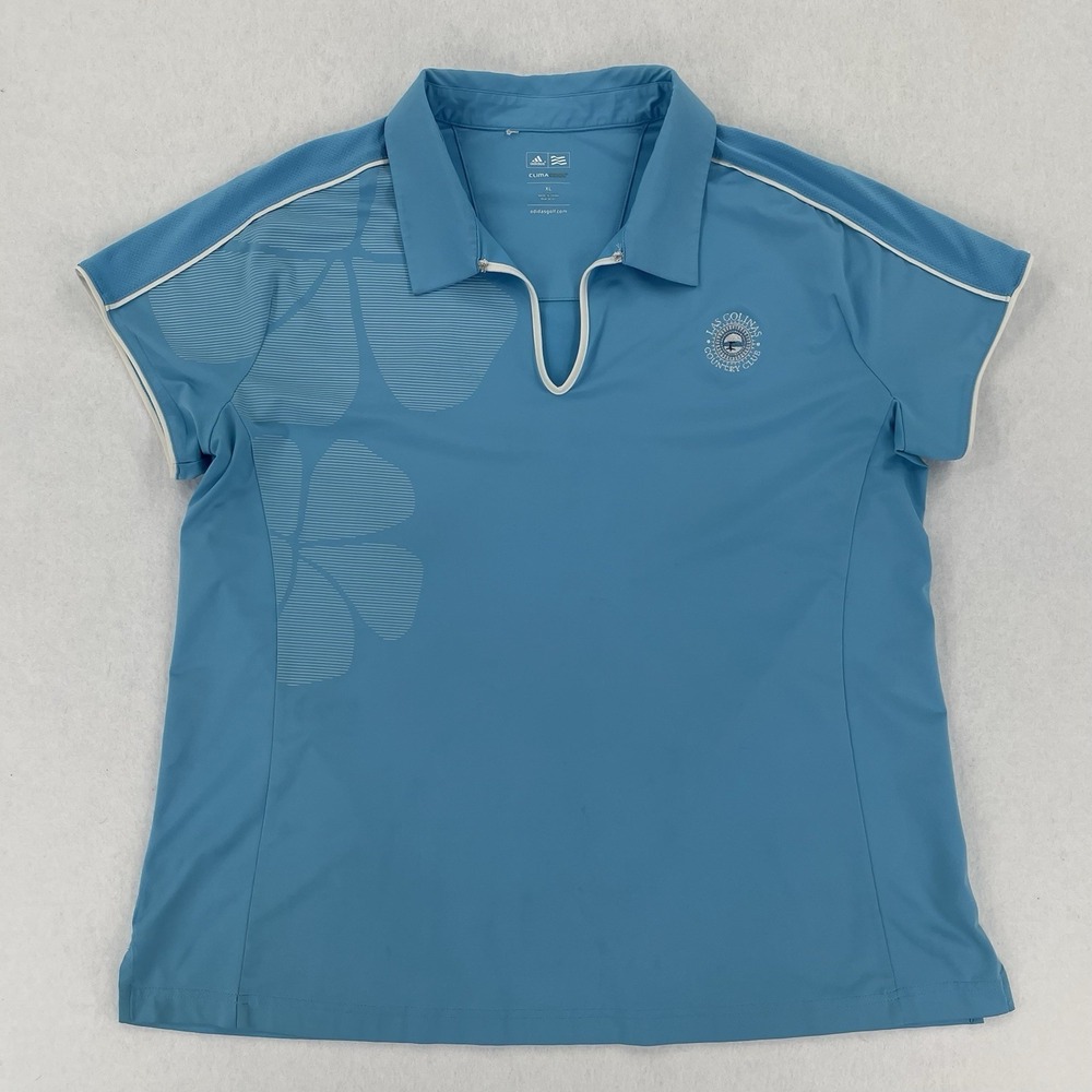Adidas Climacool Las Colinas Country Club Golf Polo Shirt Womens XL Blue Floral